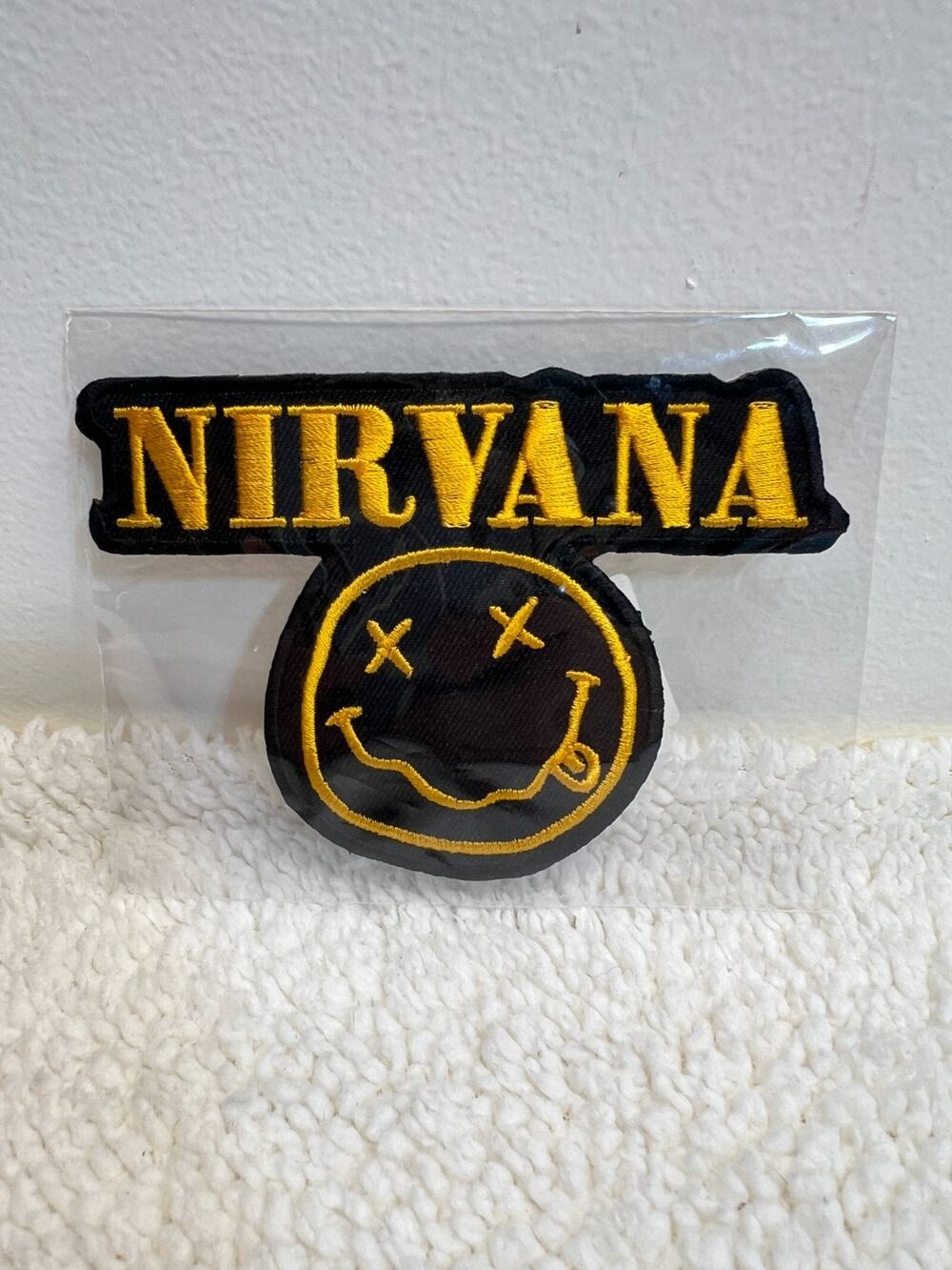 Official Nirvana Band Patch Smiley Logo Iron On Patch Black and White